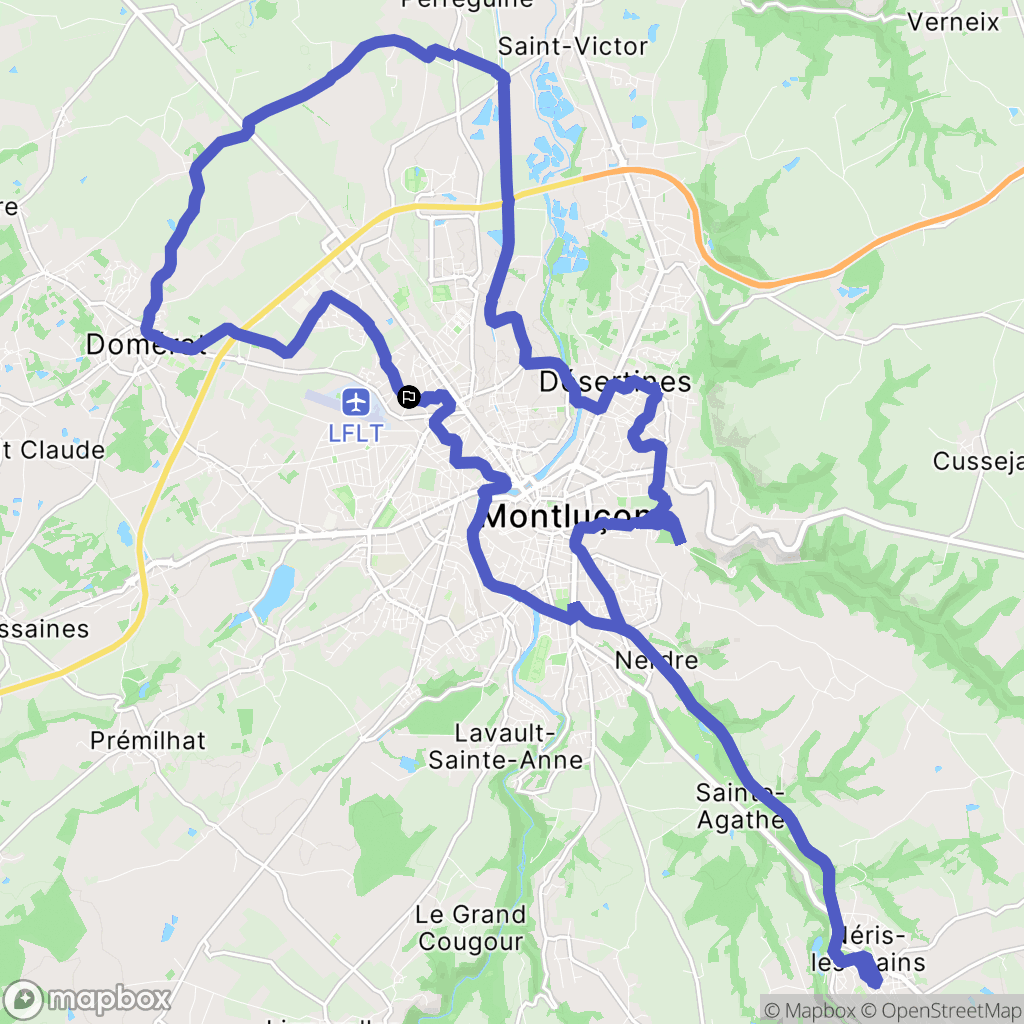 Montluçon : carte du parcours de randonnée - France