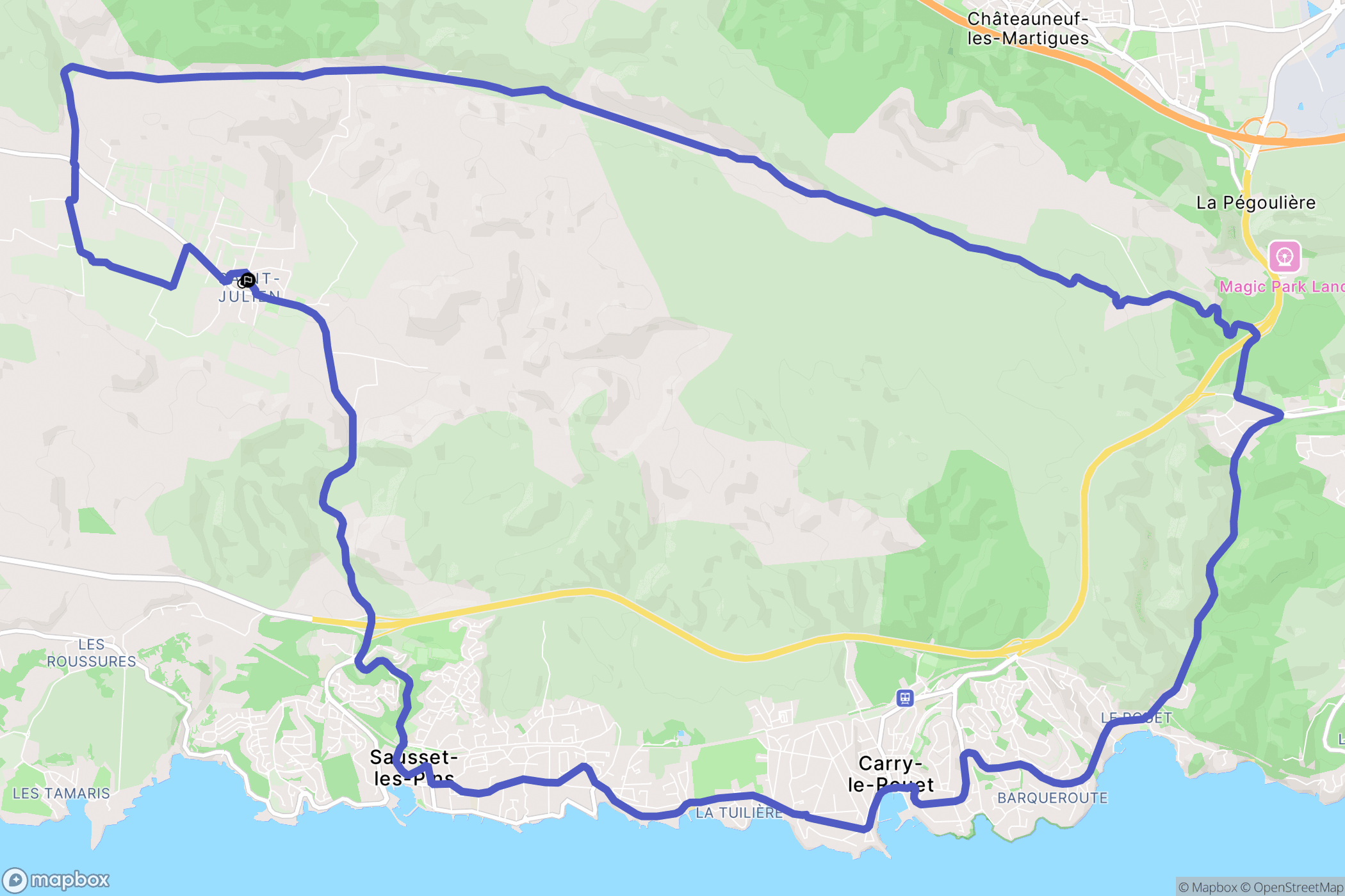 Martigues : carte du parcours de randonnée - France