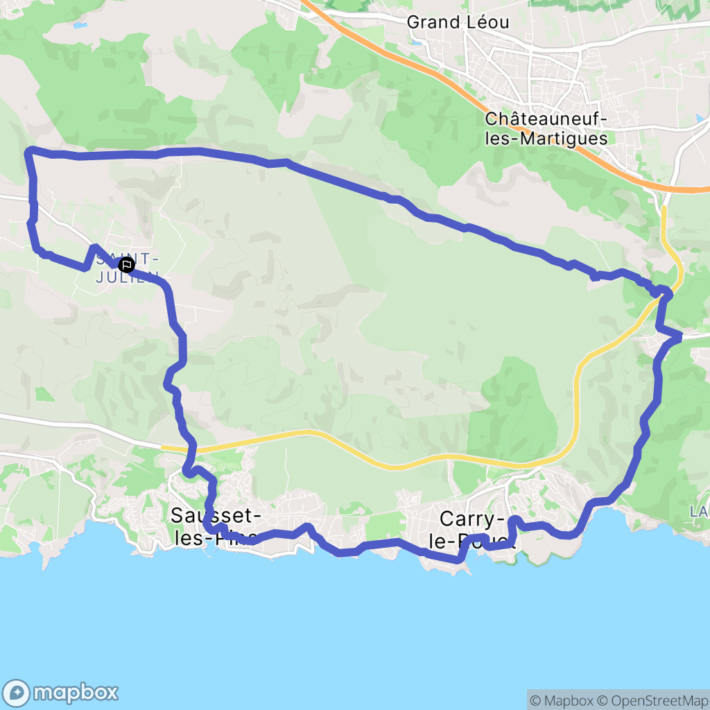 Martigues : carte du parcours de randonnée - France