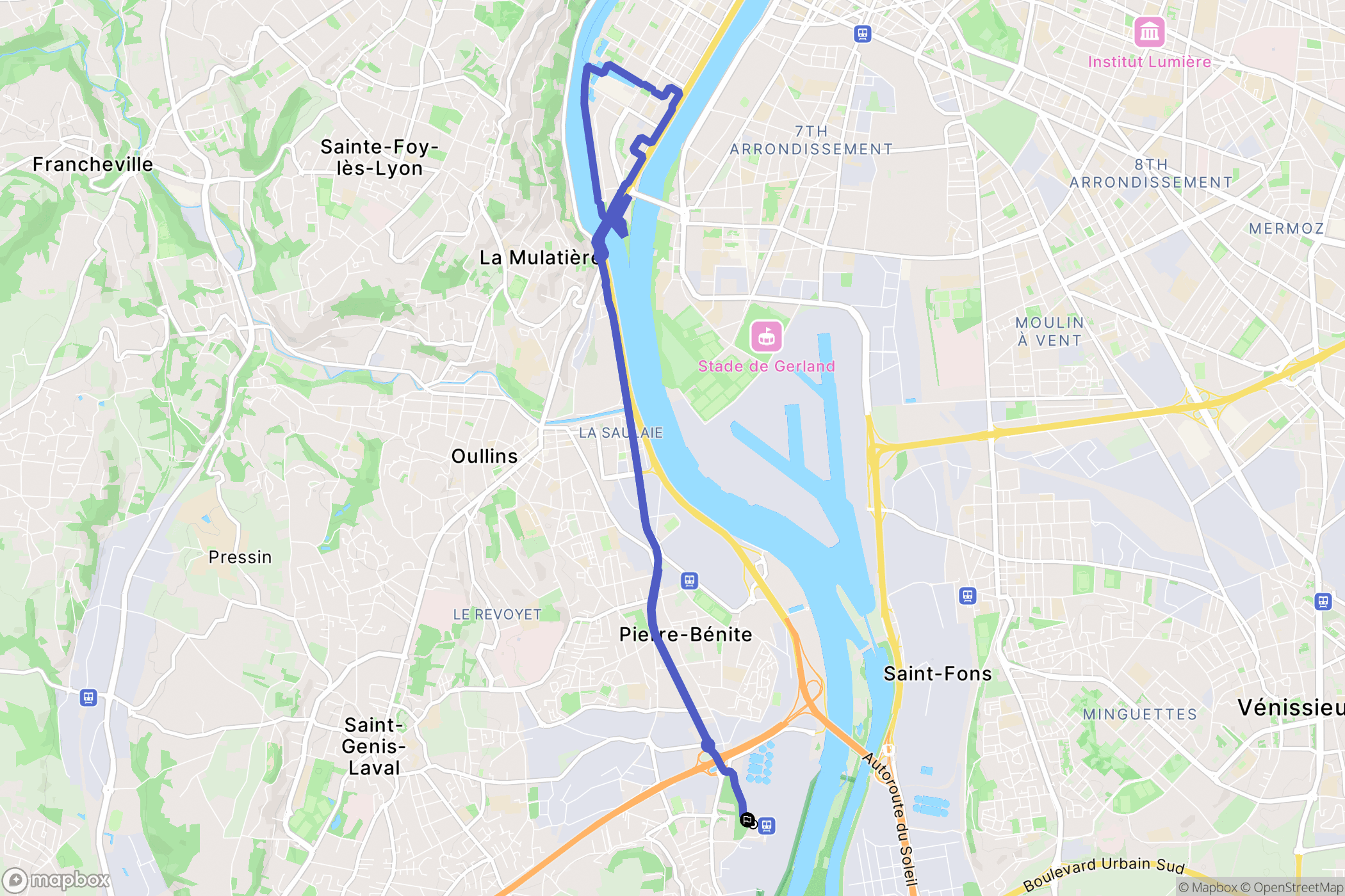 Irigny : carte du parcours de randonnée - France