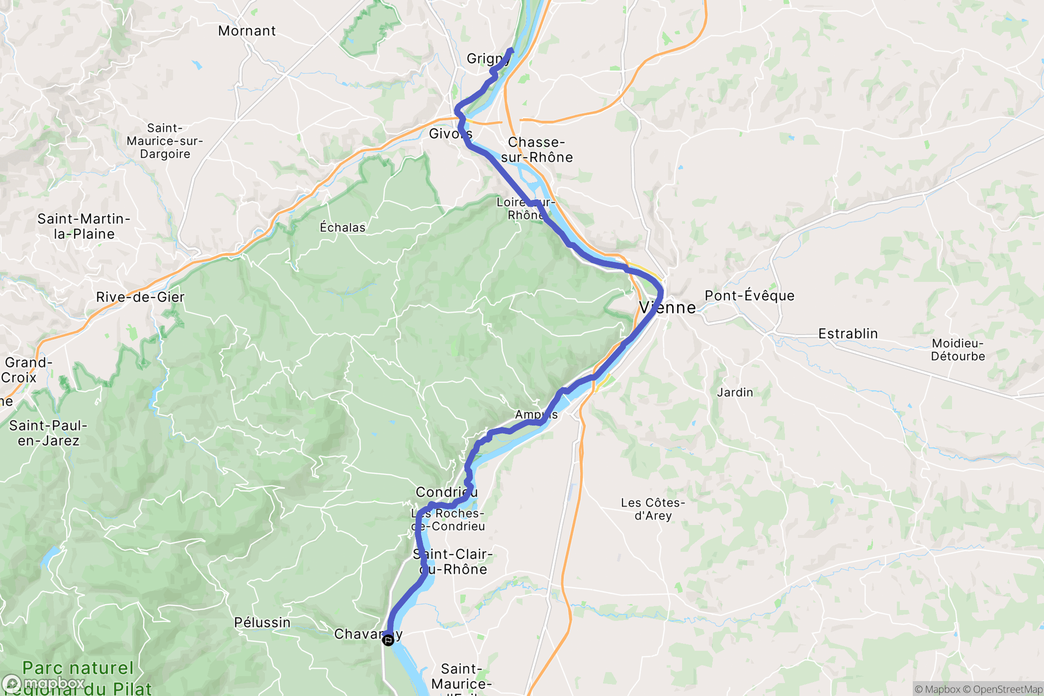 Chavanay : carte du parcours de randonnée - France