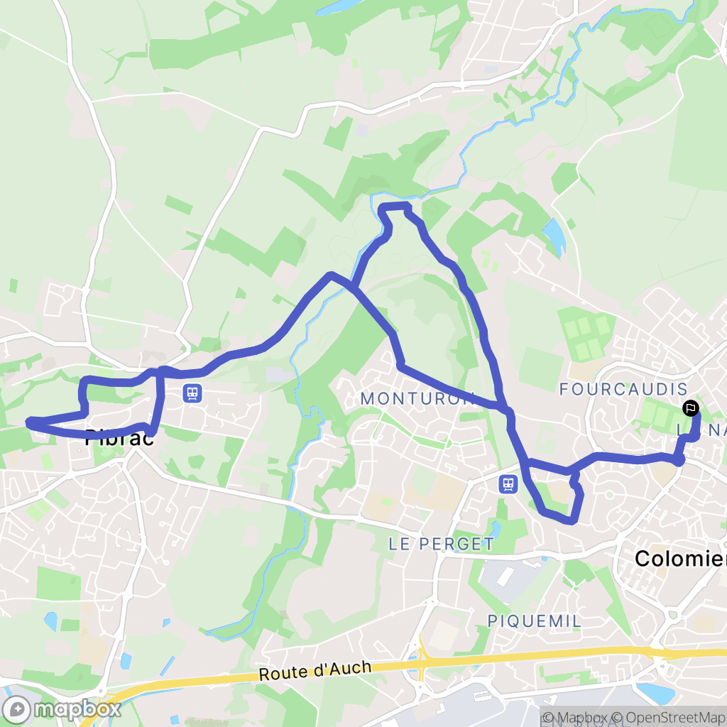Colomiers : carte du parcours de randonnée - France