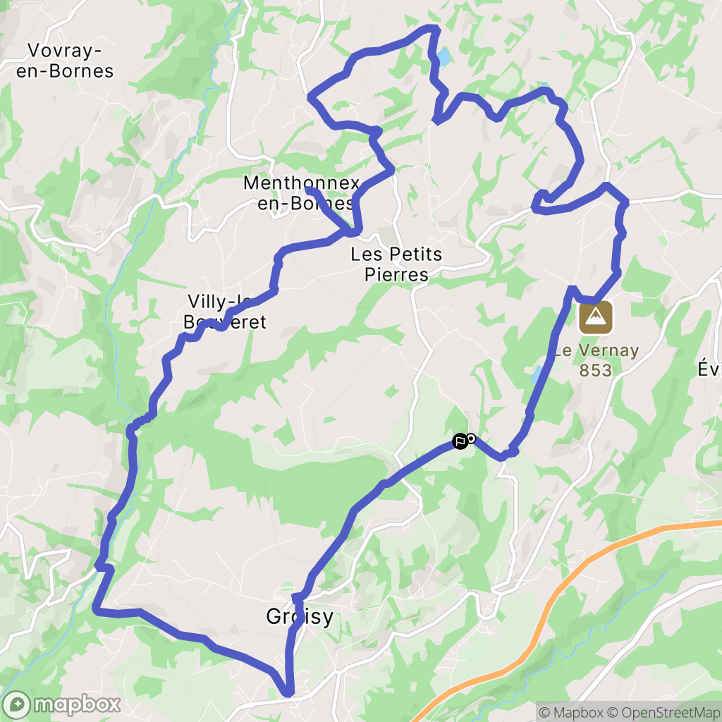Groisy : carte du parcours de randonnée - France