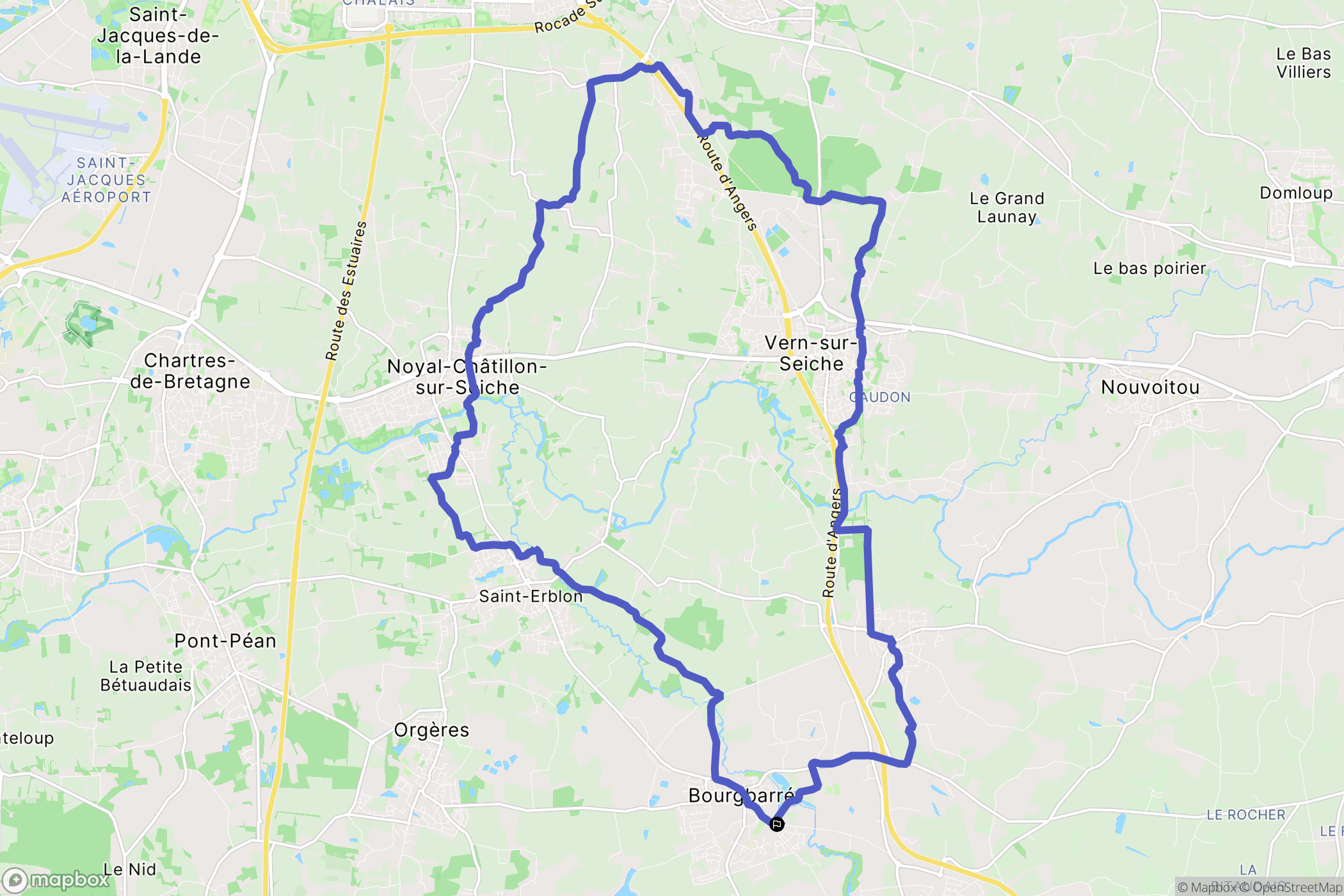 Bourgbarré : carte du parcours de randonnée - France