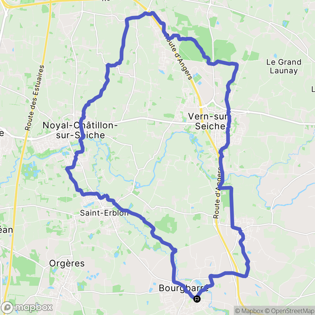 Bourgbarré : carte du parcours de randonnée - France