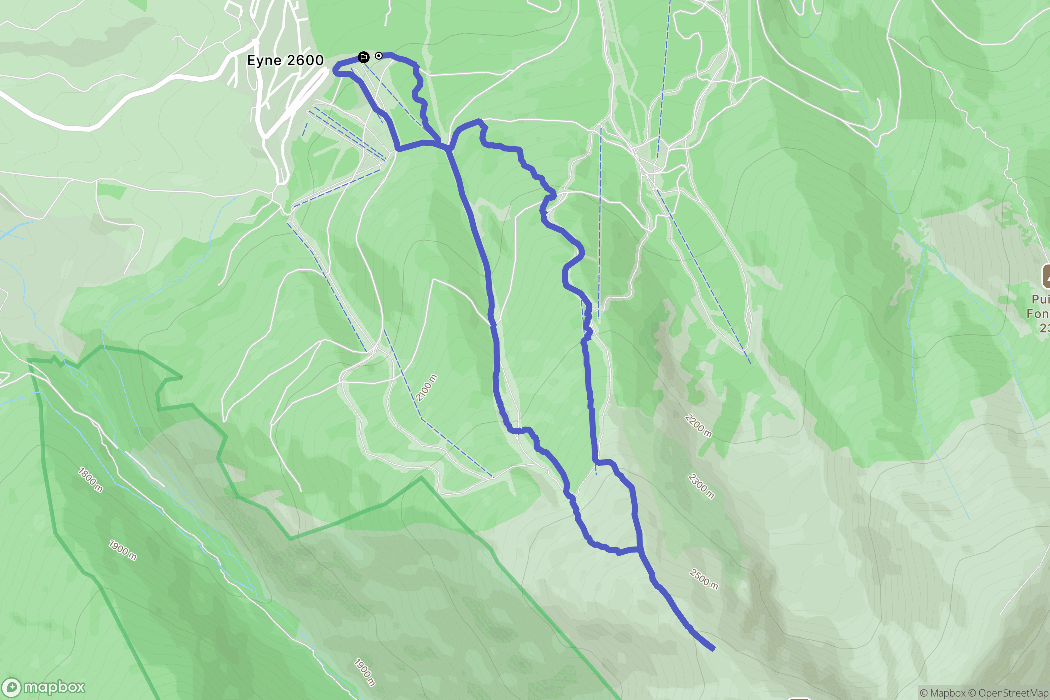 Eyne : carte du parcours de randonnée - France