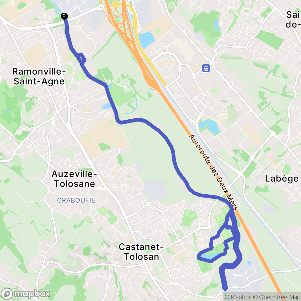 Toulouse : carte du parcours de randonnée - France