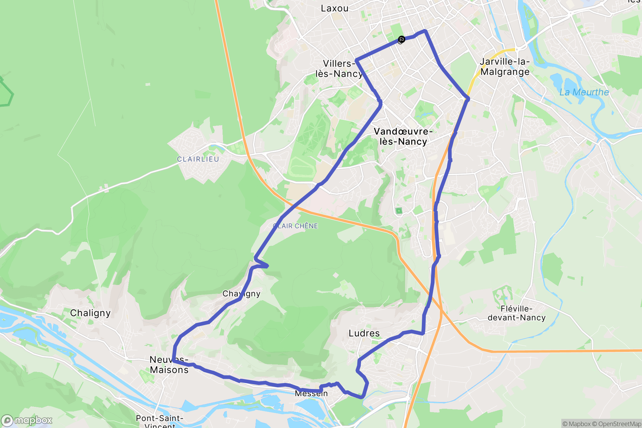Nancy : carte du parcours de randonnée - France