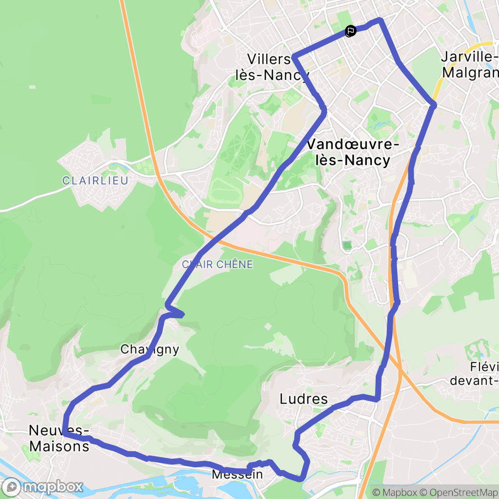 Nancy : carte du parcours de randonnée - France
