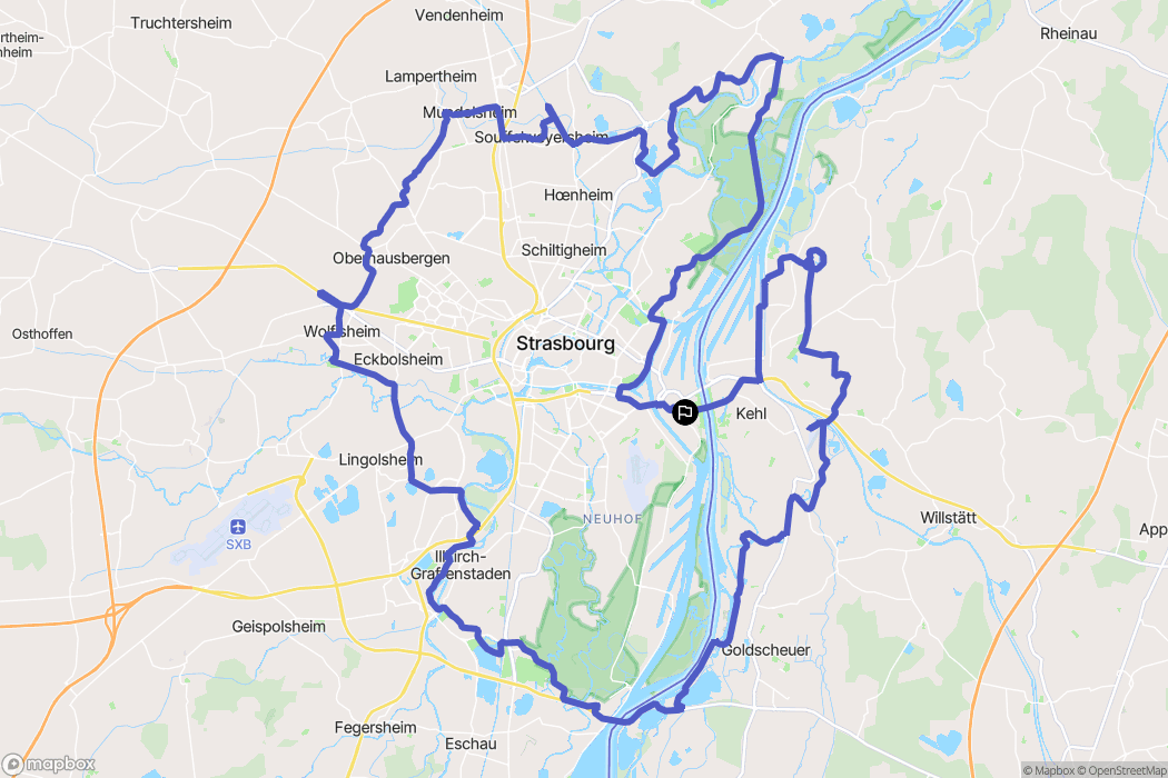 Strasbourg : carte du parcours de randonnée - France
