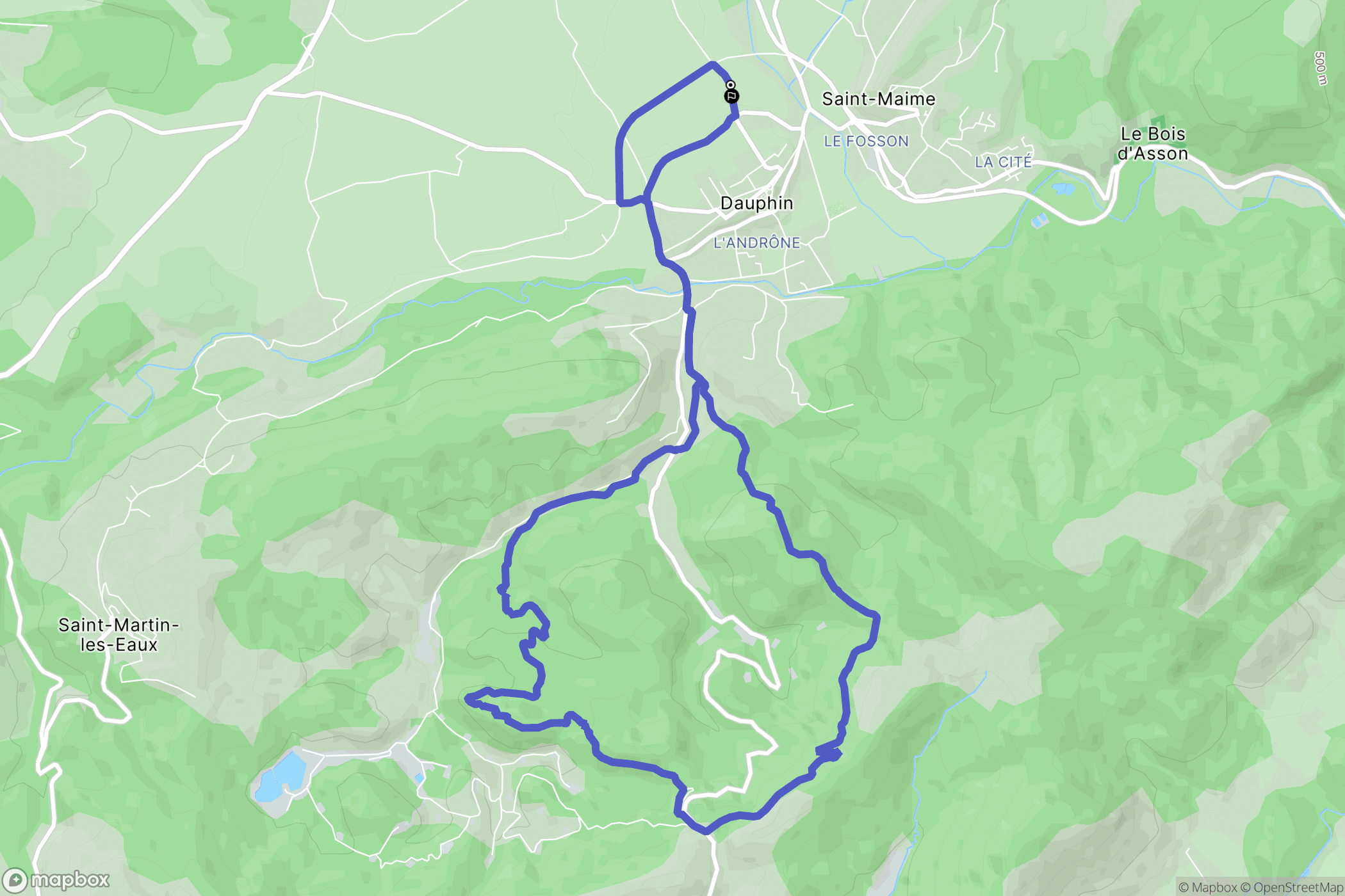 Dauphin : carte du parcours de randonnée - France