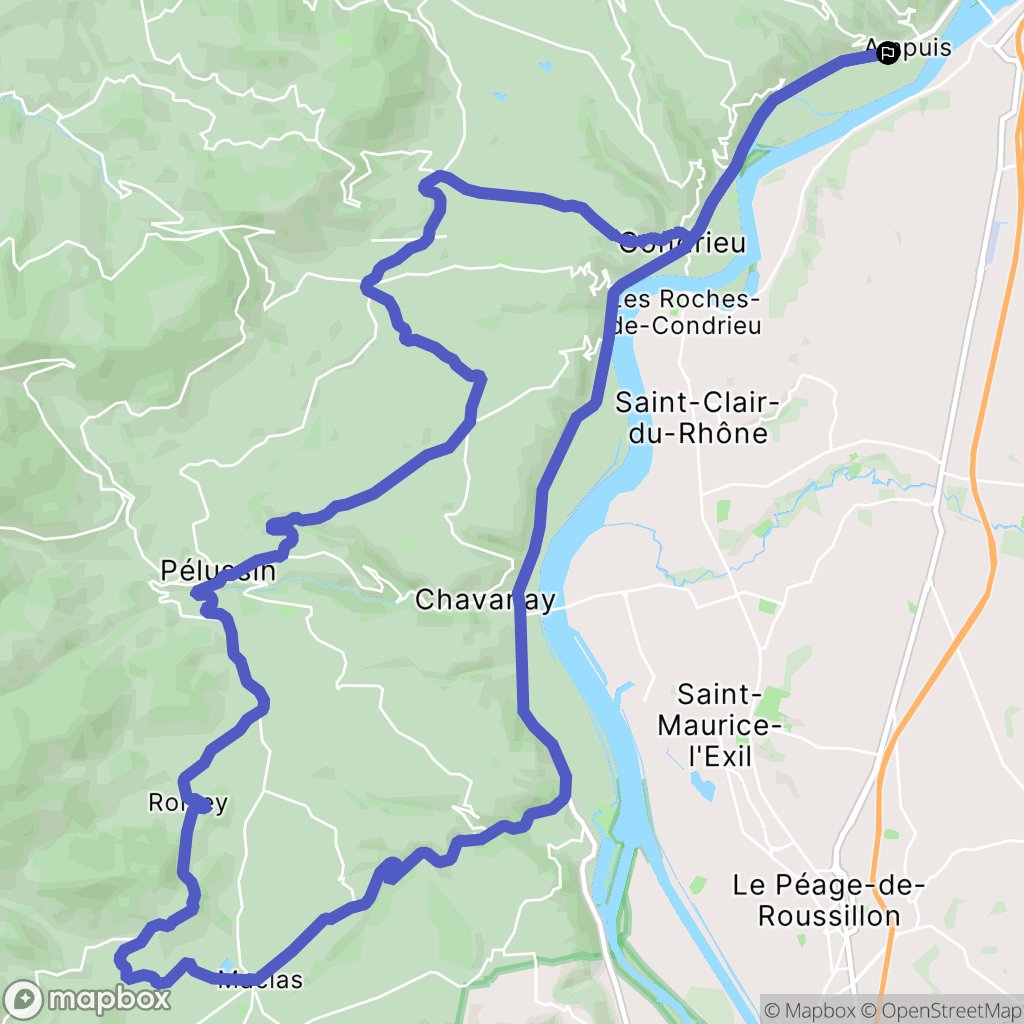 Ampuis : carte du parcours de randonnée - France