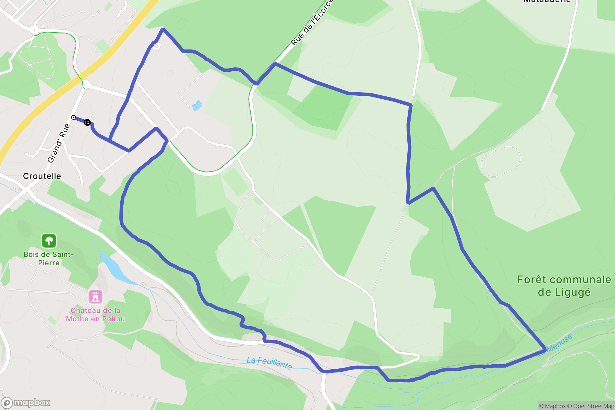 Croutelle : carte du parcours de randonnée - France