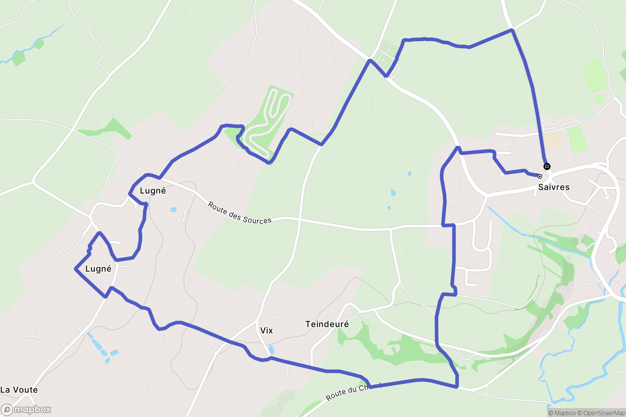 Saivres : carte du parcours de randonnée - France