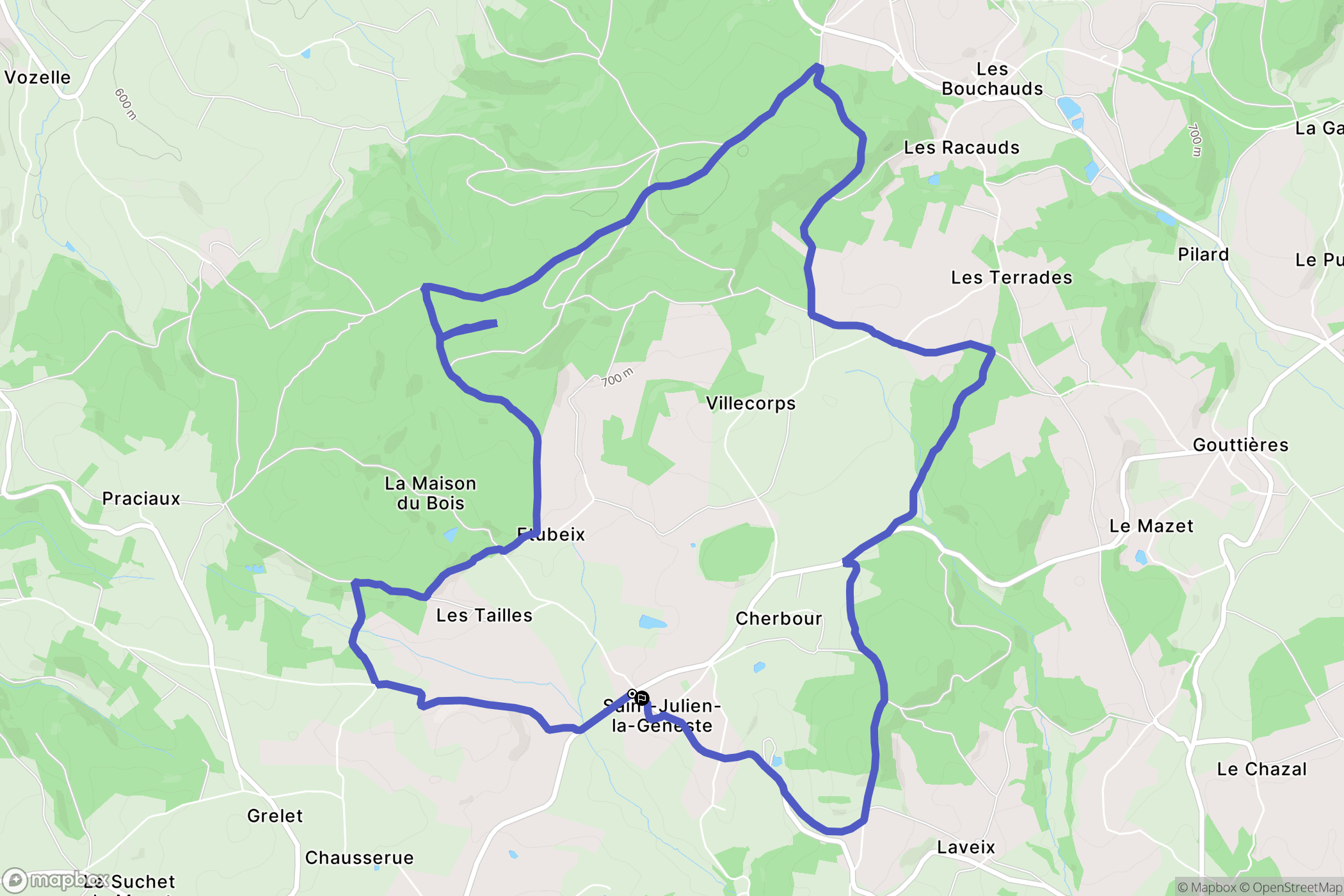 Saint-Julien-la-Geneste : carte du parcours de randonnée - France