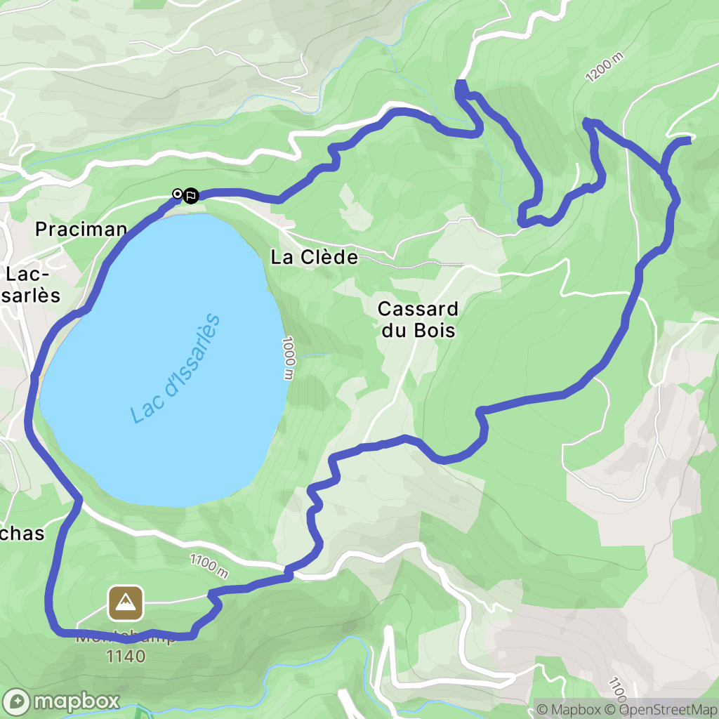 Le Lac-d'Issarlès : carte du parcours de randonnée - France