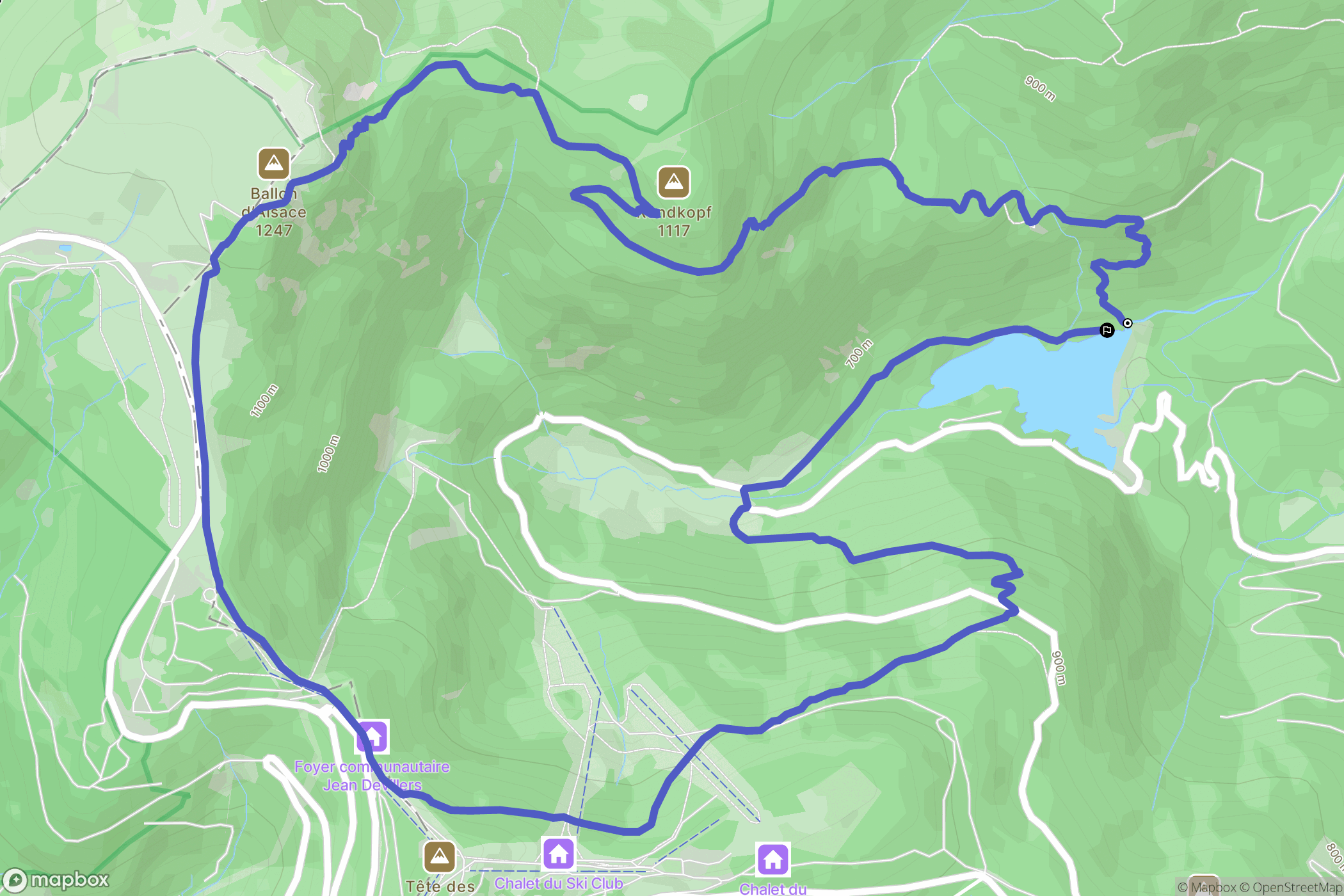 Sewen : carte du parcours de randonnée - France