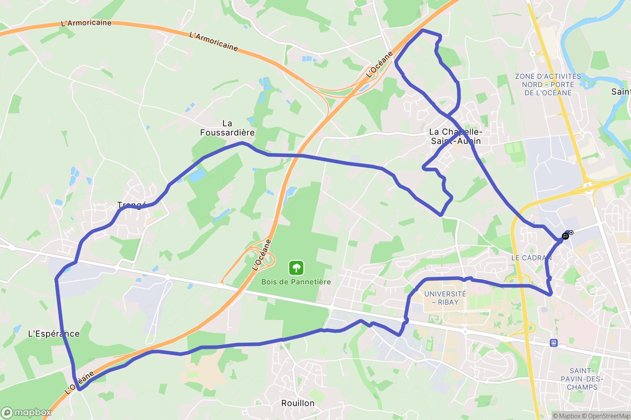 Le Mans : carte du parcours de randonnée - France