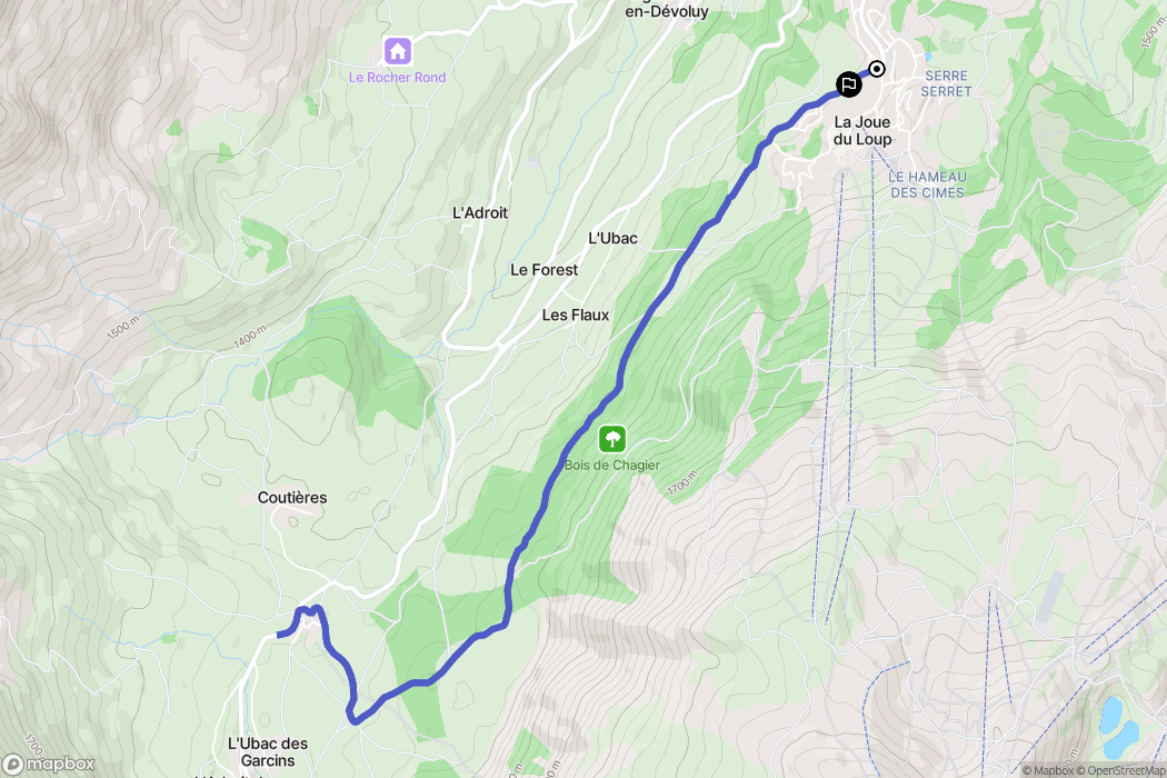 Le Dévoluy : carte du parcours de randonnée - France