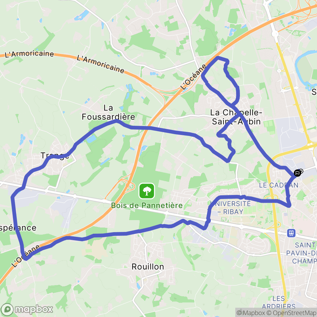 Le Mans : carte du parcours de randonnée - France