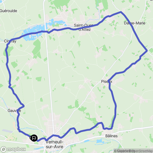 Verneuil d'Avre et d'Iton : carte du parcours de randonnée - France