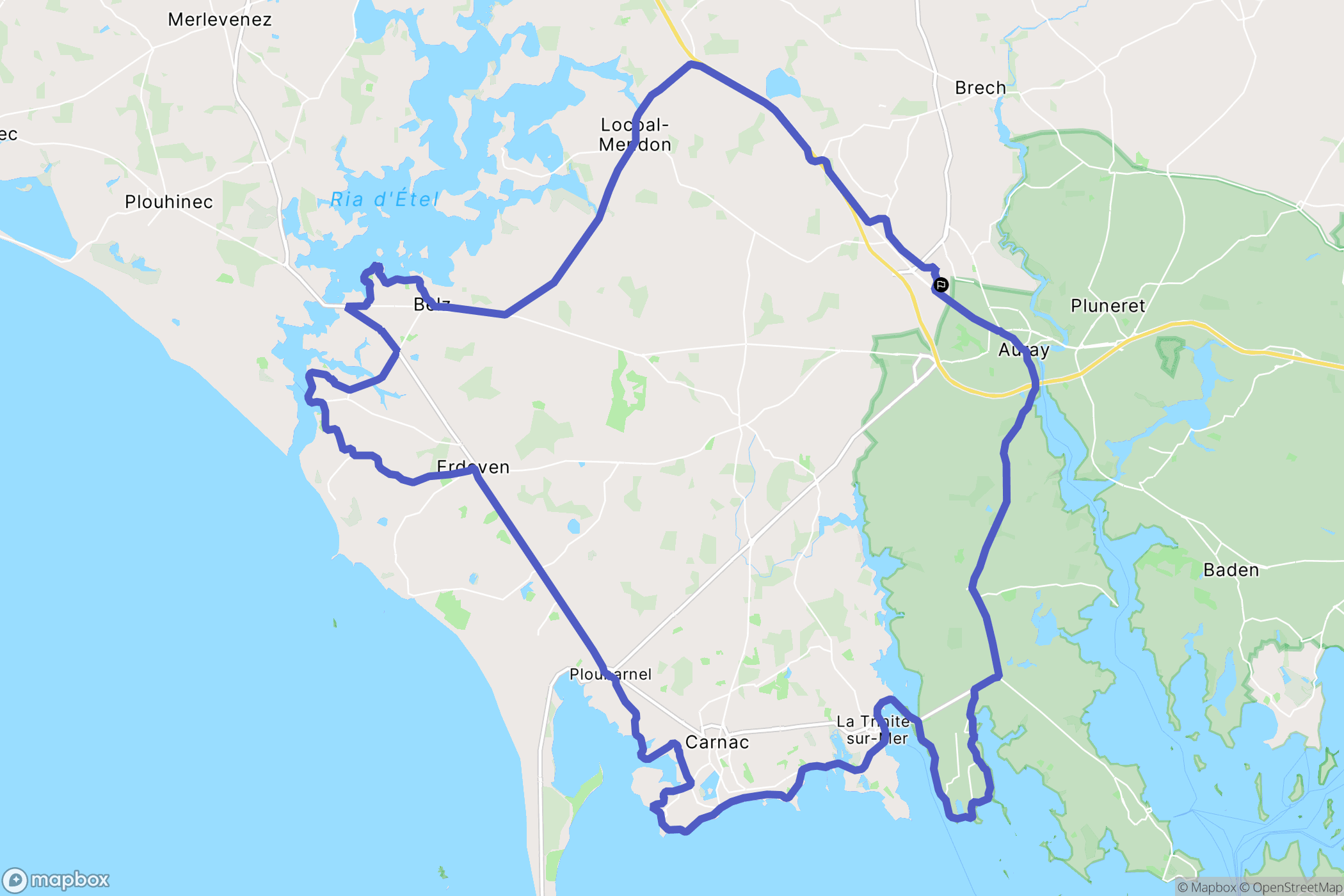 Brech : carte du parcours de randonnée - France