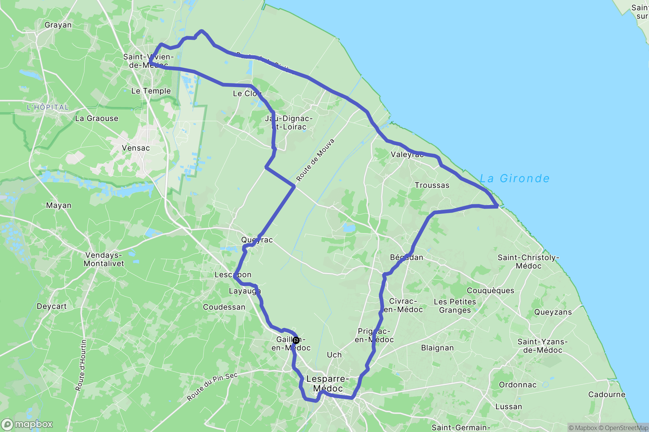 Gaillan-en-Médoc : carte du parcours de randonnée - France