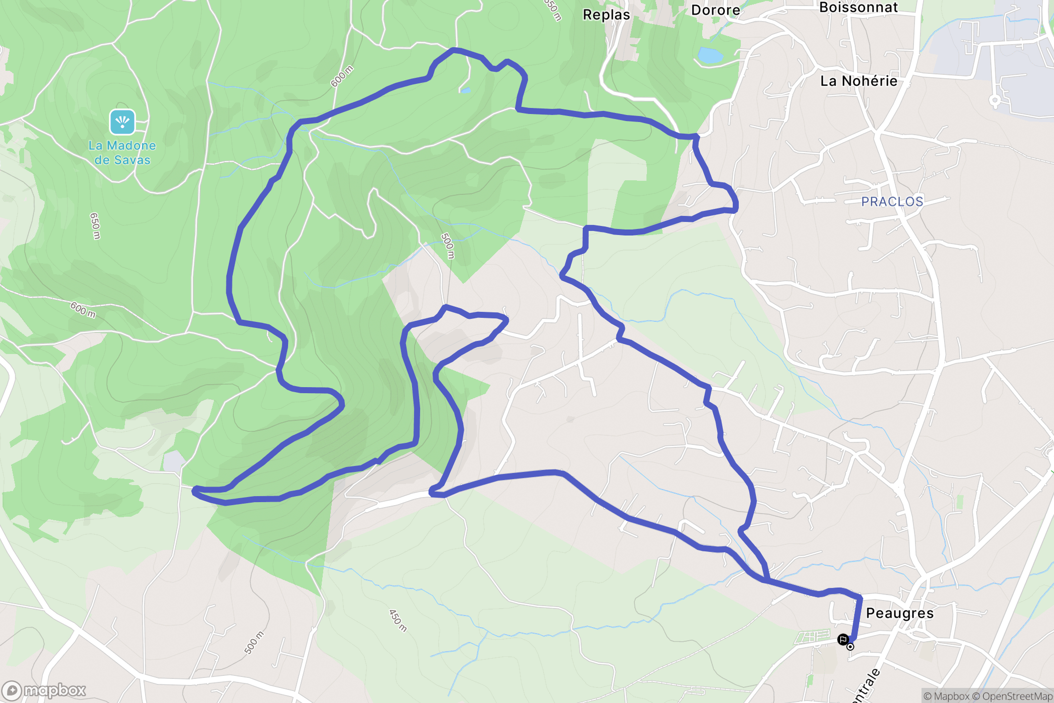 Peaugres : carte du parcours de randonnée - France