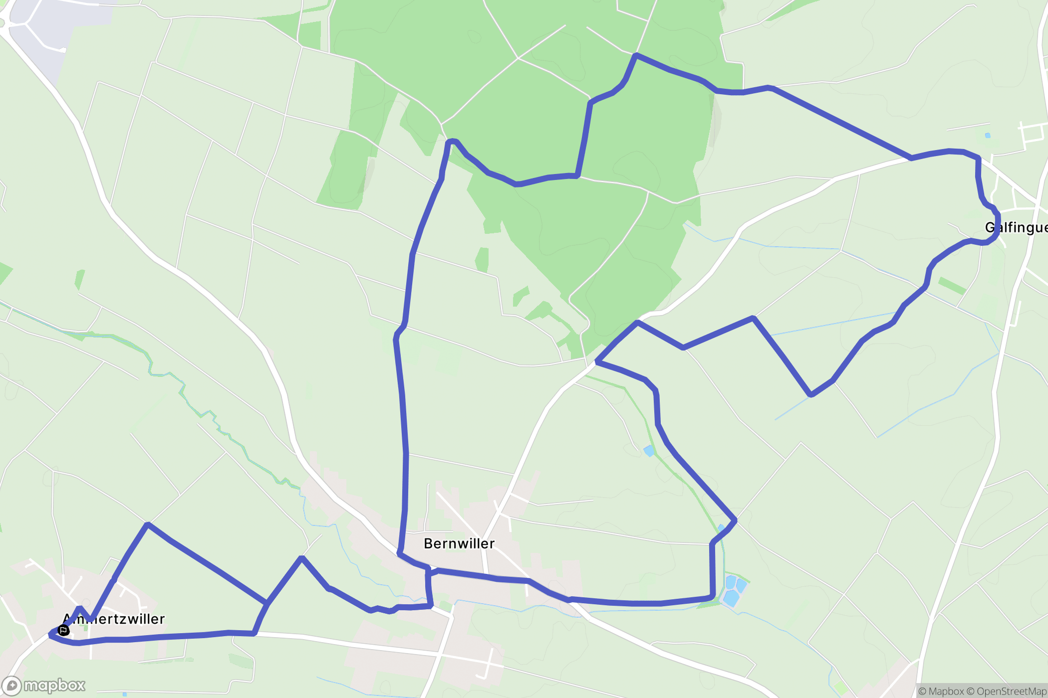 Bernwiller : carte du parcours de randonnée - France