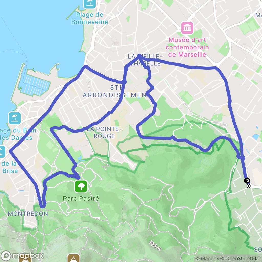 Marseille : carte du parcours de randonnée - France