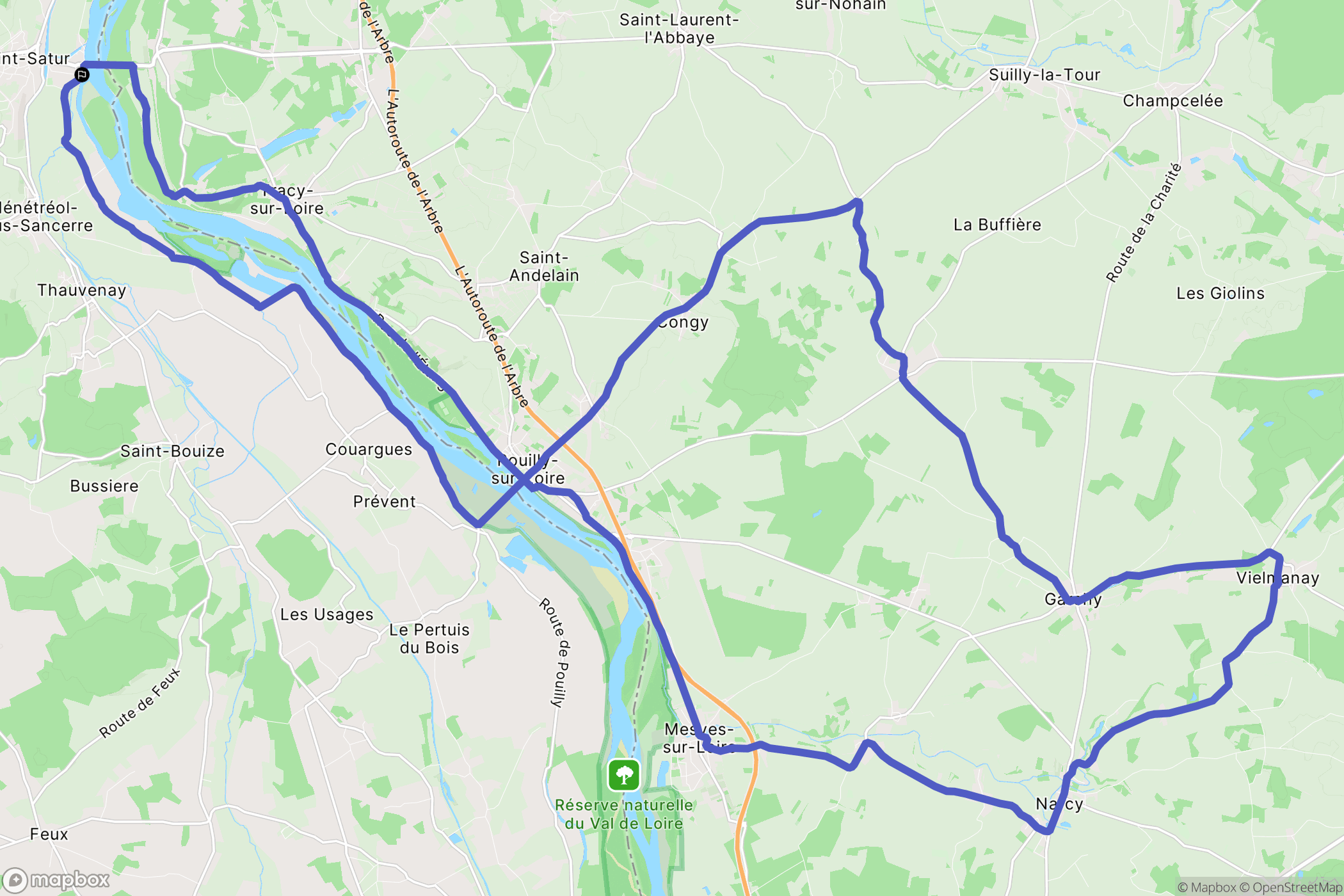 Saint-Satur : carte du parcours de randonnée - France