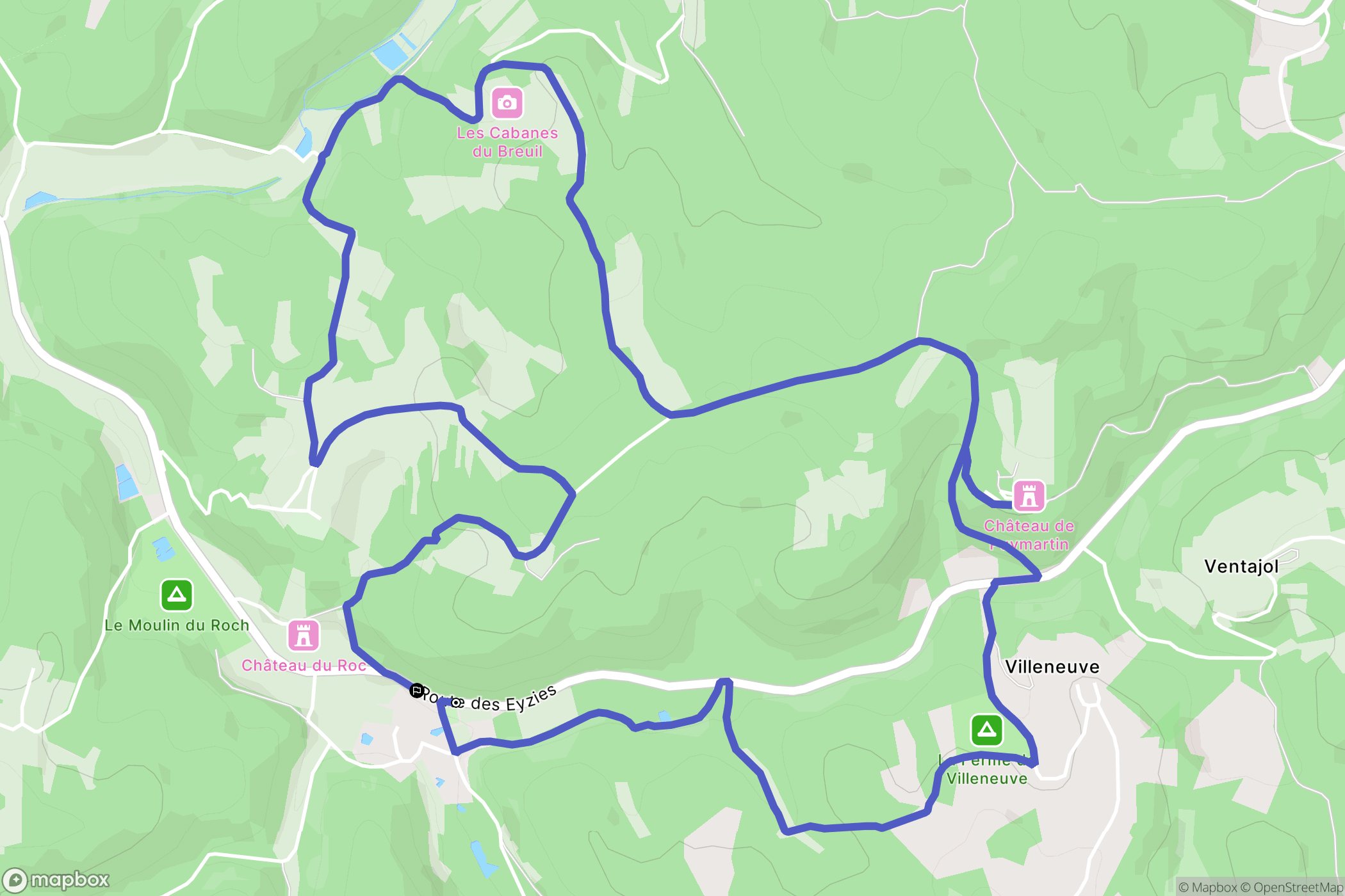 Saint-André-d'Allas : carte du parcours de randonnée - France