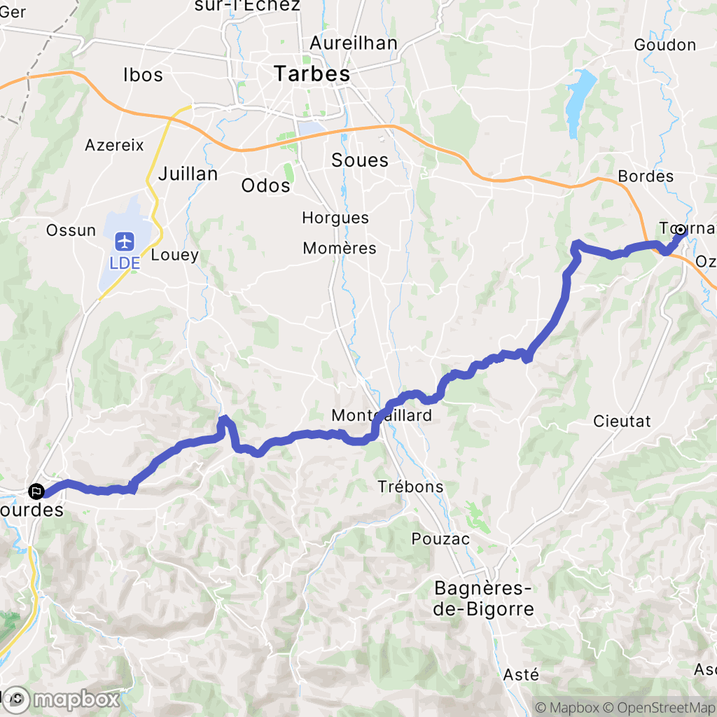 Tournay : carte du parcours de randonnée - France