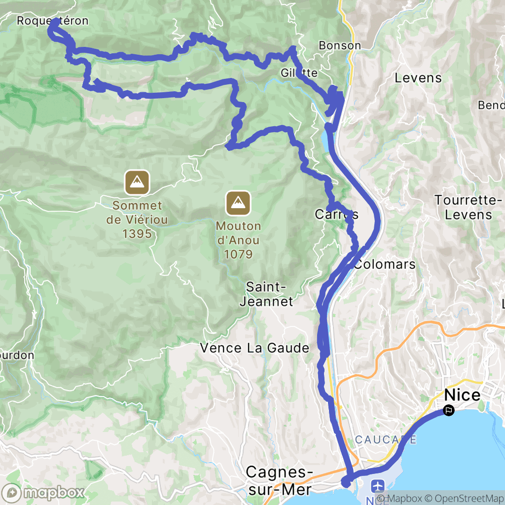 Nice : carte du parcours de randonnée - France