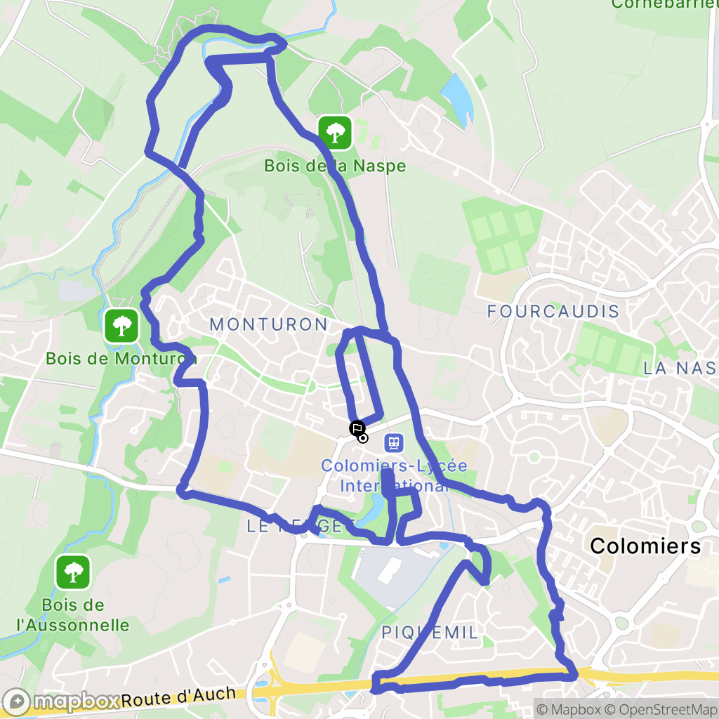 Colomiers : carte du parcours de randonnée - France