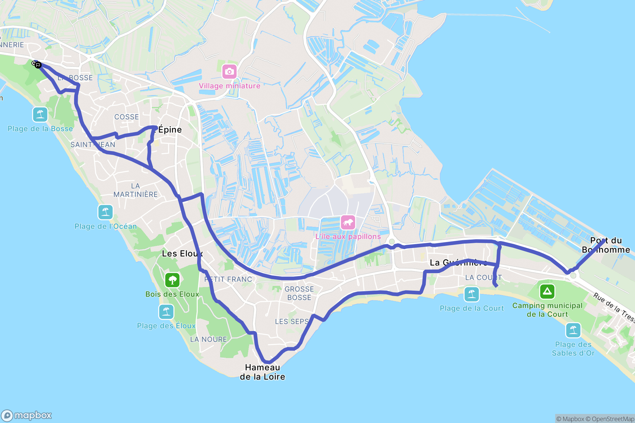 L'Épine : carte du parcours de randonnée - France