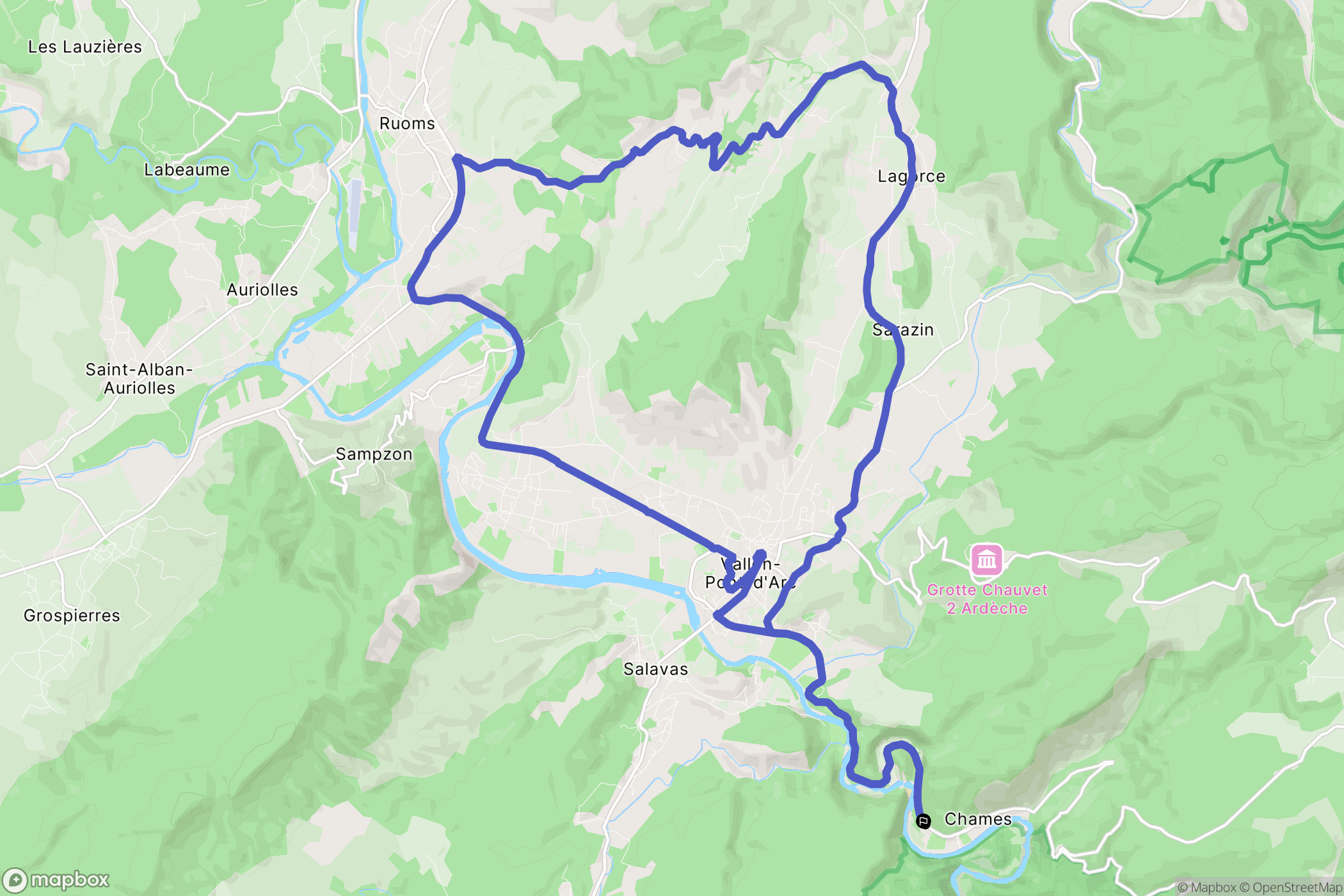Vallon-Pont-d'Arc : carte du parcours de randonnée - France
