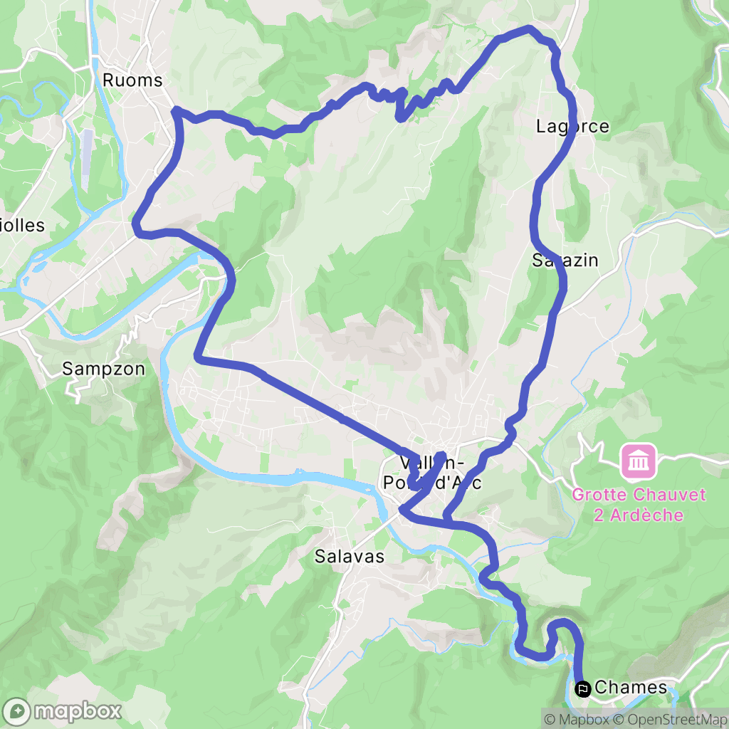 Vallon-Pont-d'Arc : carte du parcours de randonnée - France