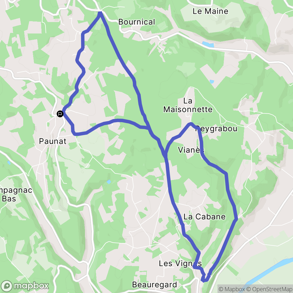 Paunat : carte du parcours de randonnée - France