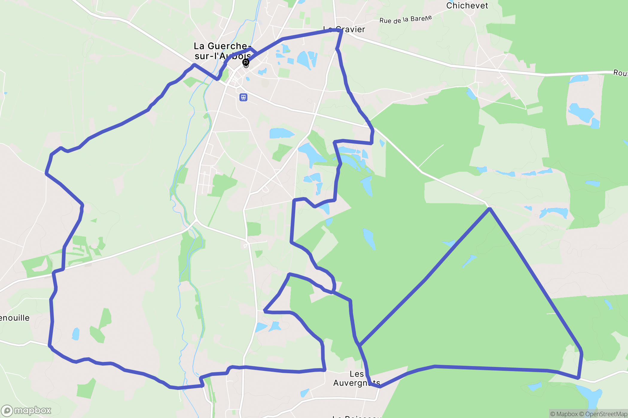La Guerche-sur-l'Aubois : carte du parcours de randonnée - France