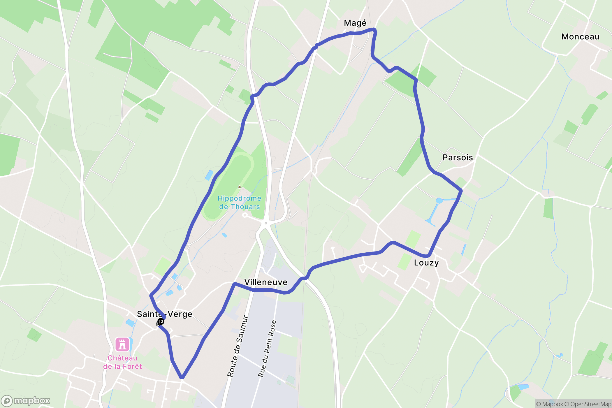Sainte-Verge : carte du parcours de randonnée - France