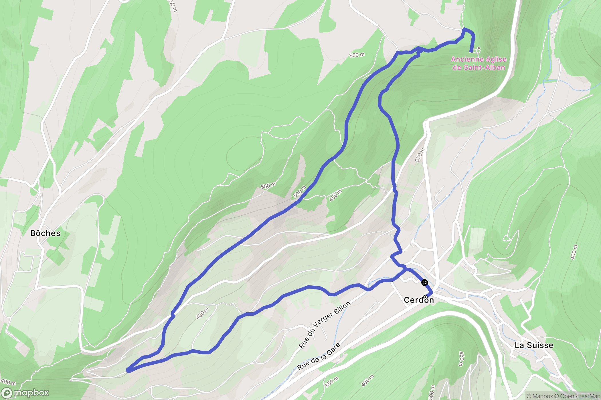 Cerdon : carte du parcours de randonnée - France
