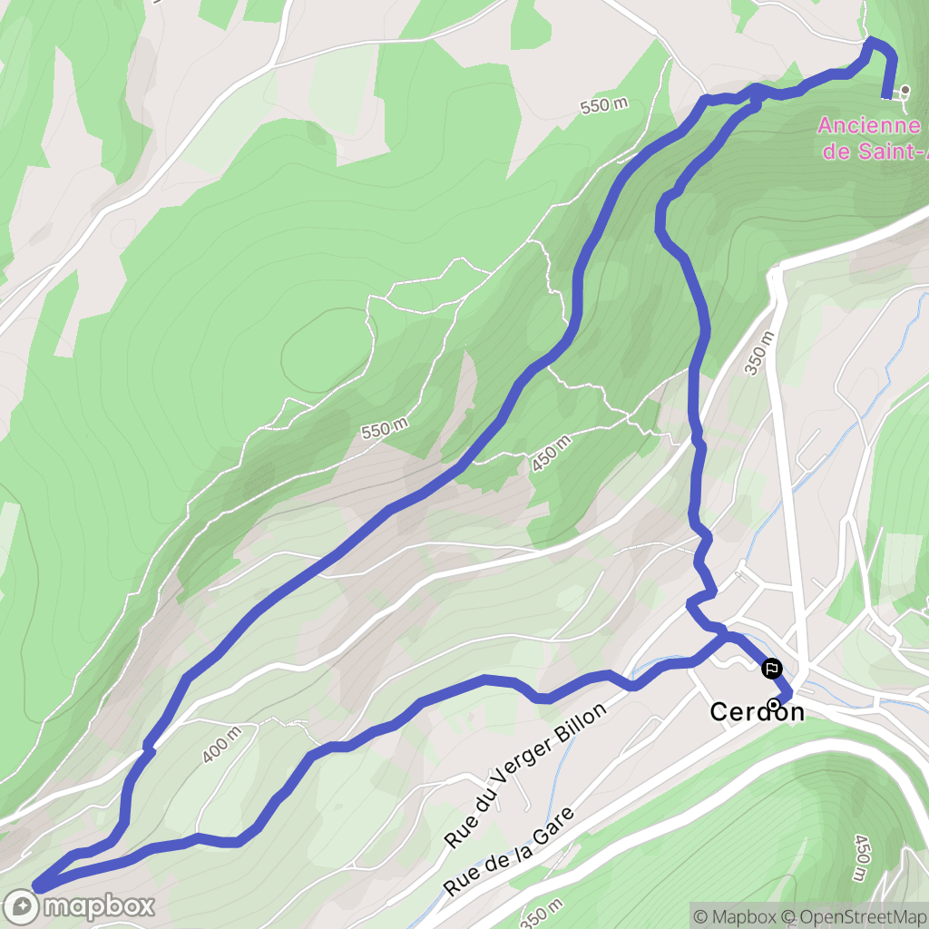 Cerdon : carte du parcours de randonnée - France