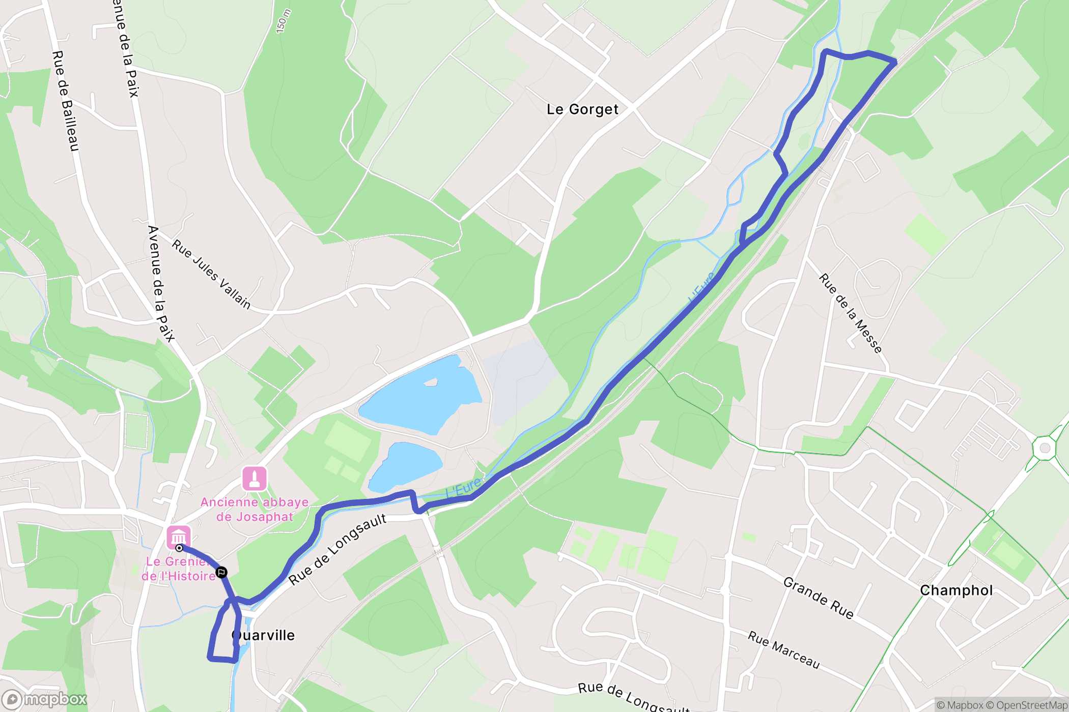 Lèves : carte du parcours de randonnée - France