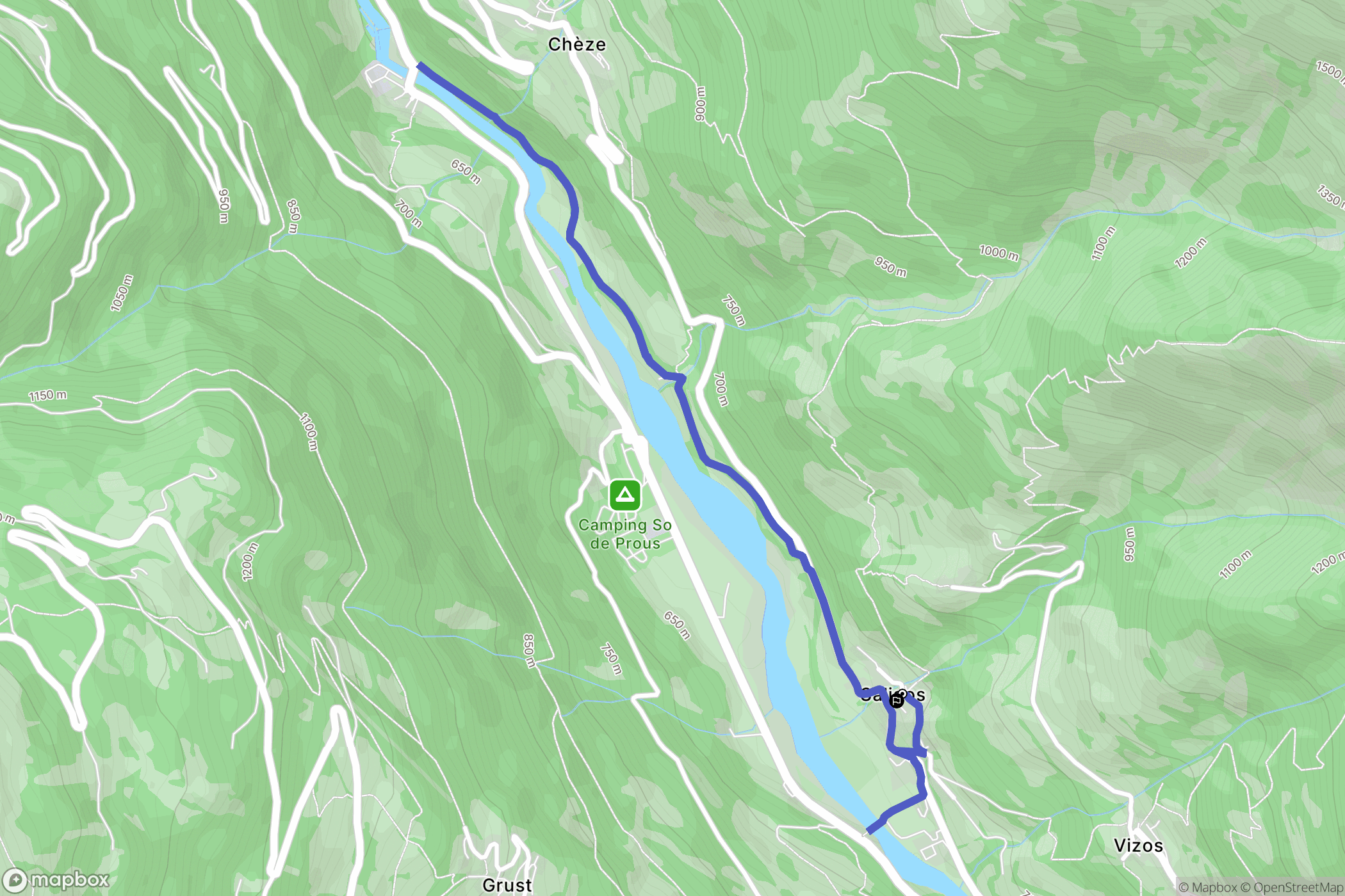 Saligos : carte du parcours de randonnée - France