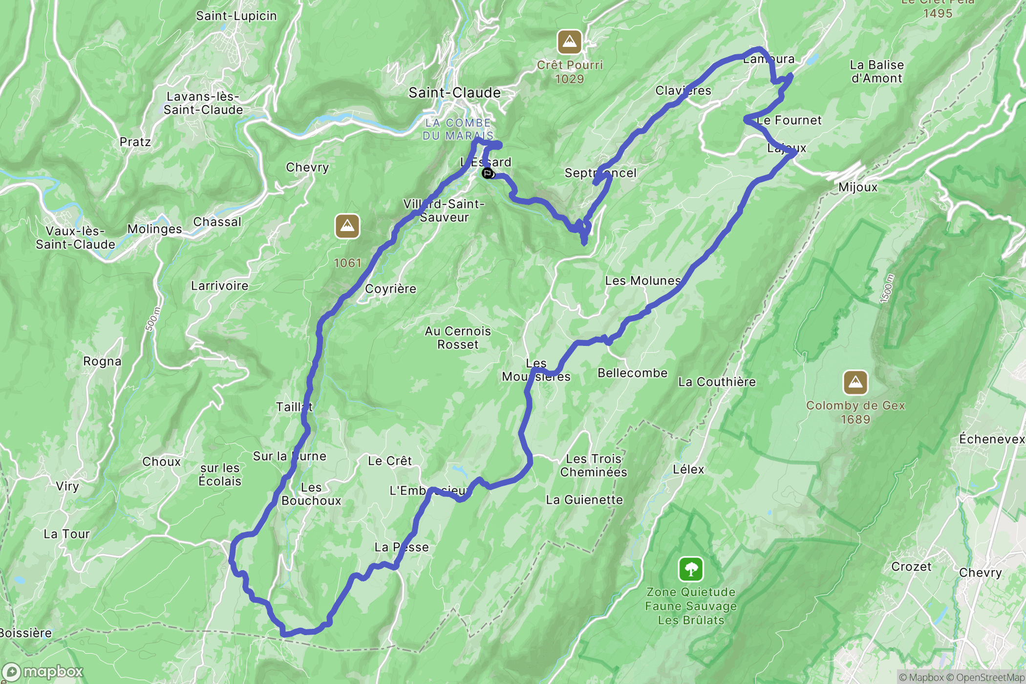 Villard-Saint-Sauveur : carte du parcours de randonnée - France