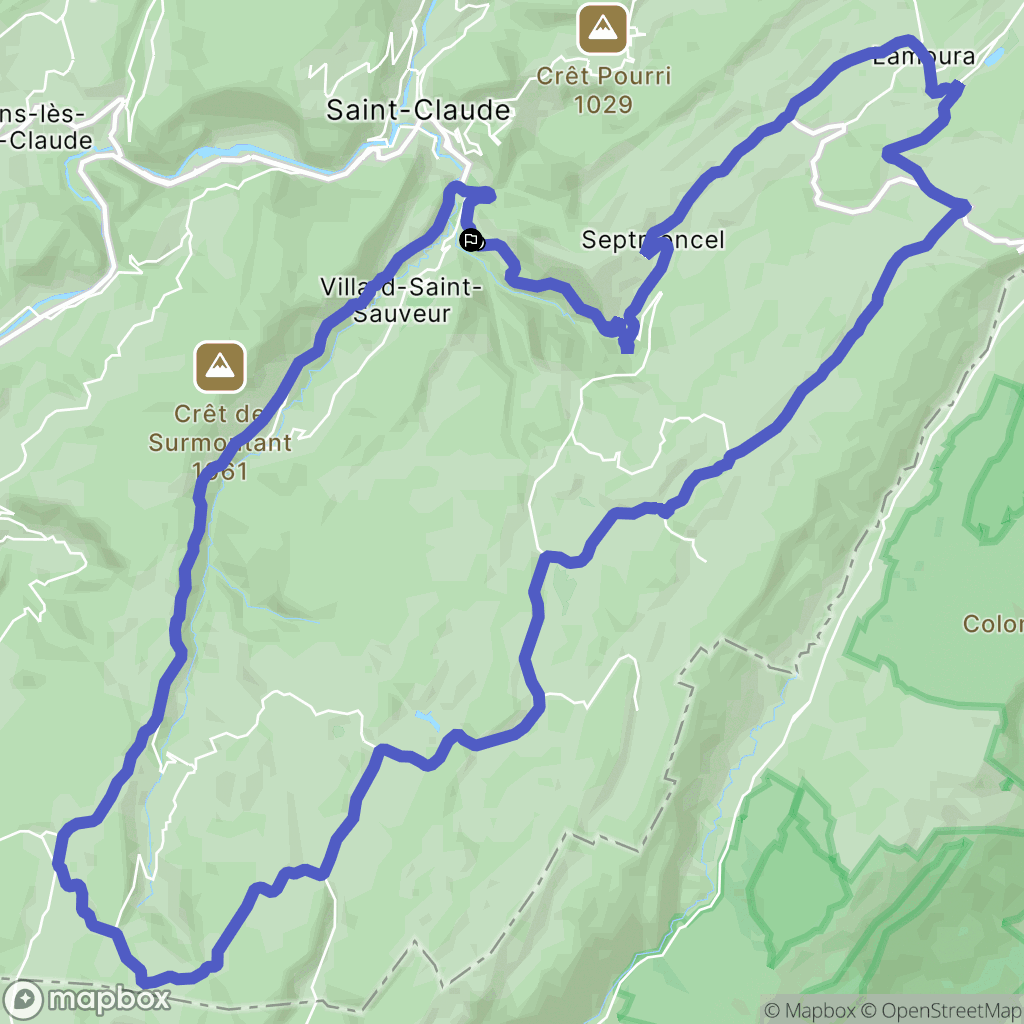 Villard-Saint-Sauveur : carte du parcours de randonnée - France