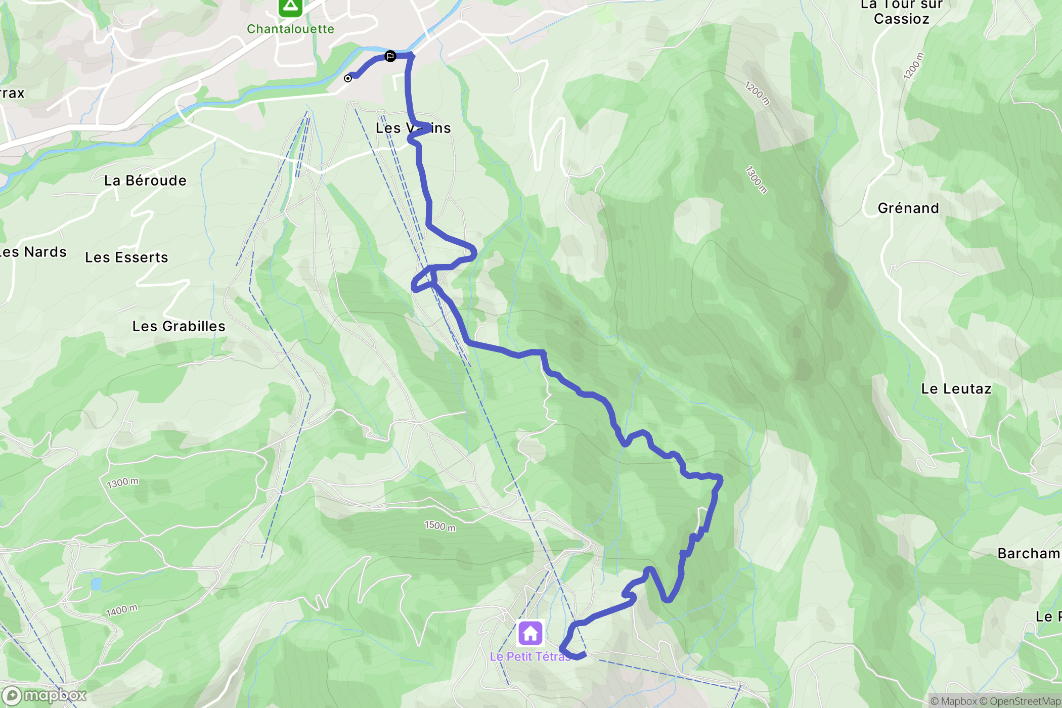 Praz-sur-Arly : carte du parcours de randonnée - France