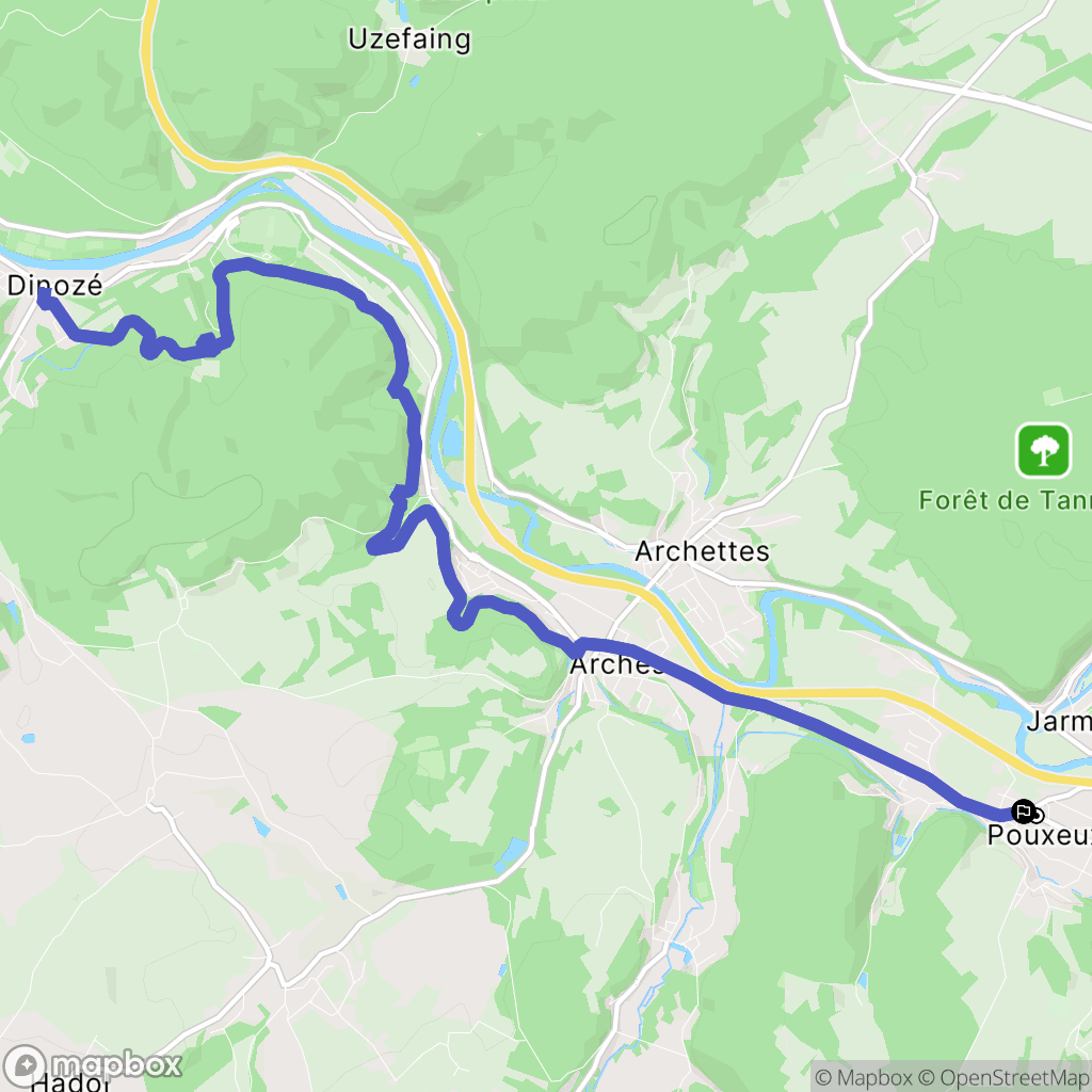 Pouxeux : carte du parcours de randonnée - France