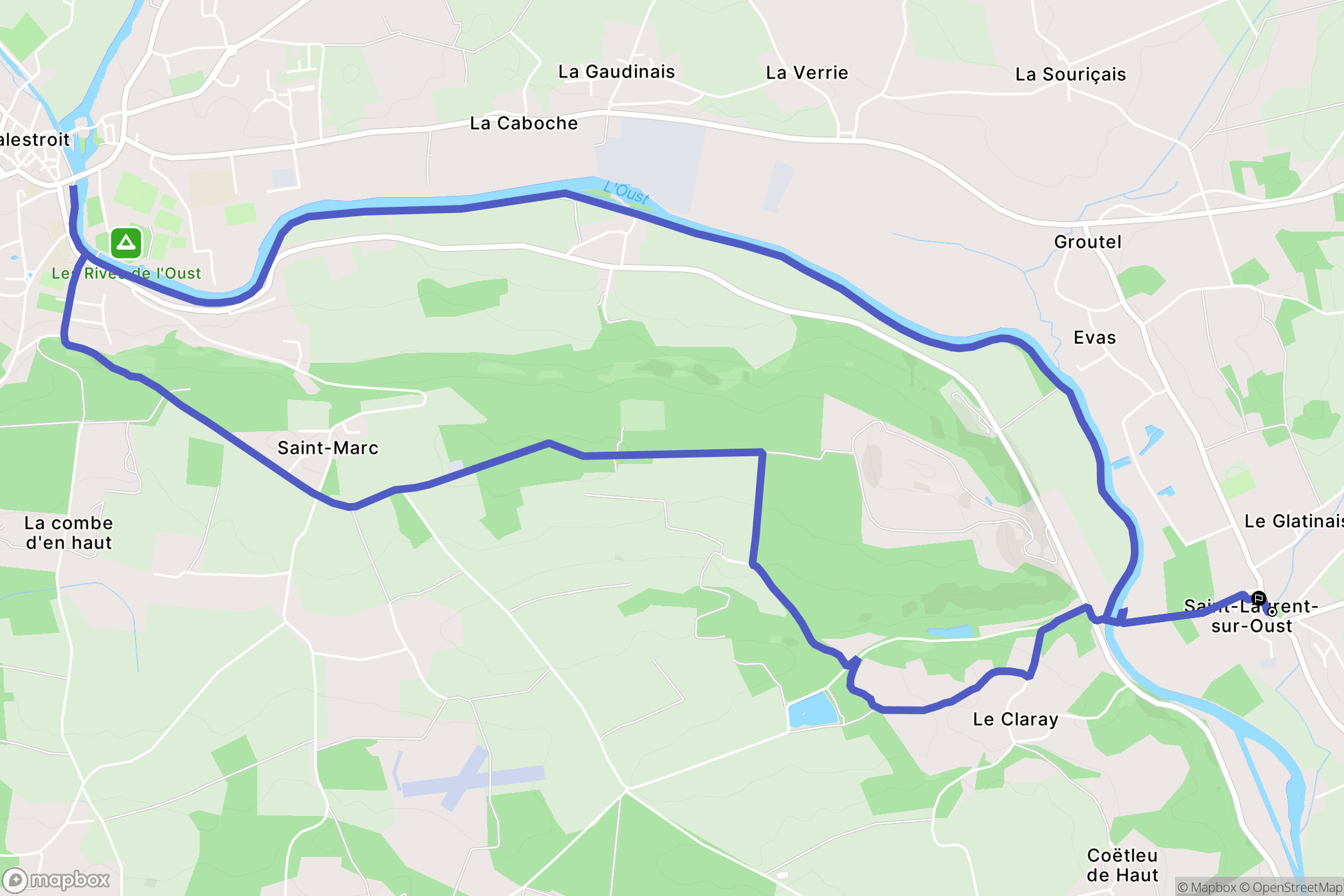 Saint-Laurent-sur-Oust : carte du parcours de randonnée - France